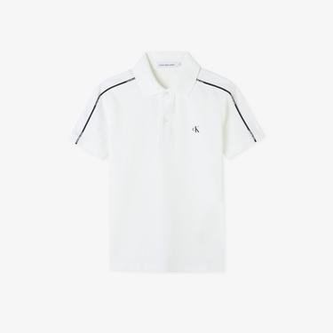  Calvin Klein Logo Piping Beyaz Çocuk Polo T-Shirt