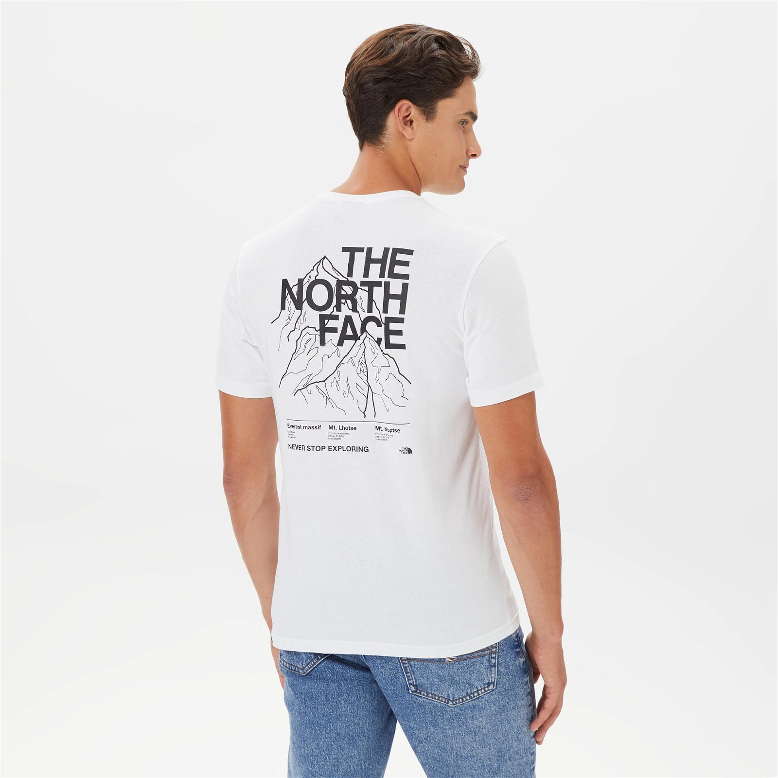 The North Face Mountain Outline Erkek Beyaz T-Shirt