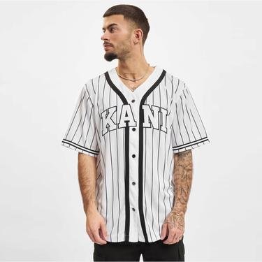  Karl Kani Serif Pinstripe Baseball Erkek Siyah/Beyaz Gömlek