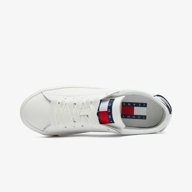  Tommy Jeans Vulc Leather Plat Lc Kadın Beyaz Sneaker