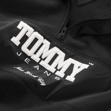  Tommy Jeans Oversize Fabric Mix /2 Zip Polar Erkek Siyah Sweatshirt