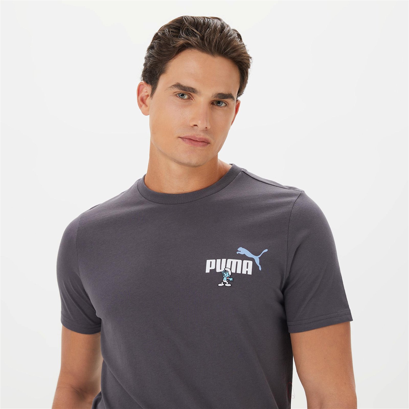 Puma X THE SMURFS Erkek Gri T-Shirt