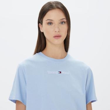  Tommy Jeans Classic Serif Linear Kadın Mavi T-Shirt
