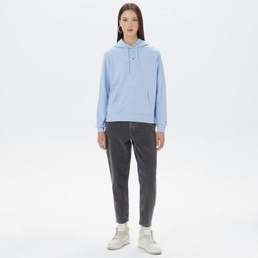 Tommy Jeans Regular Serif Linear Hoodie Kadın Mavi Sweatshirt