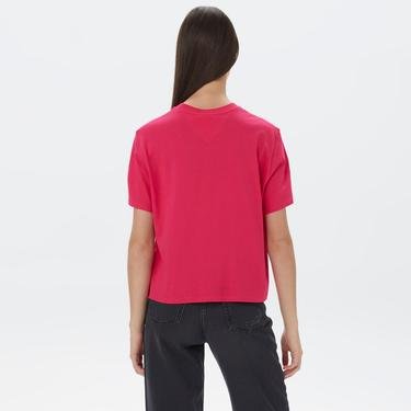 Tommy Jeans Classic Serif Linear Kadın Pembe T-Shirt