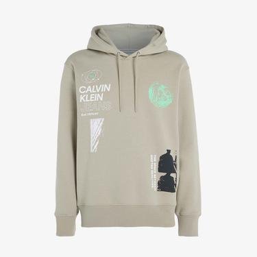  Calvin Klein Jeans Future Fade Multi Graphic Erkek Bej Sweatshirt