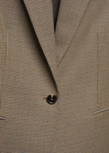  Mango Kadın Kazayağı Desenli Yün Blazer Ceket Kahverengi