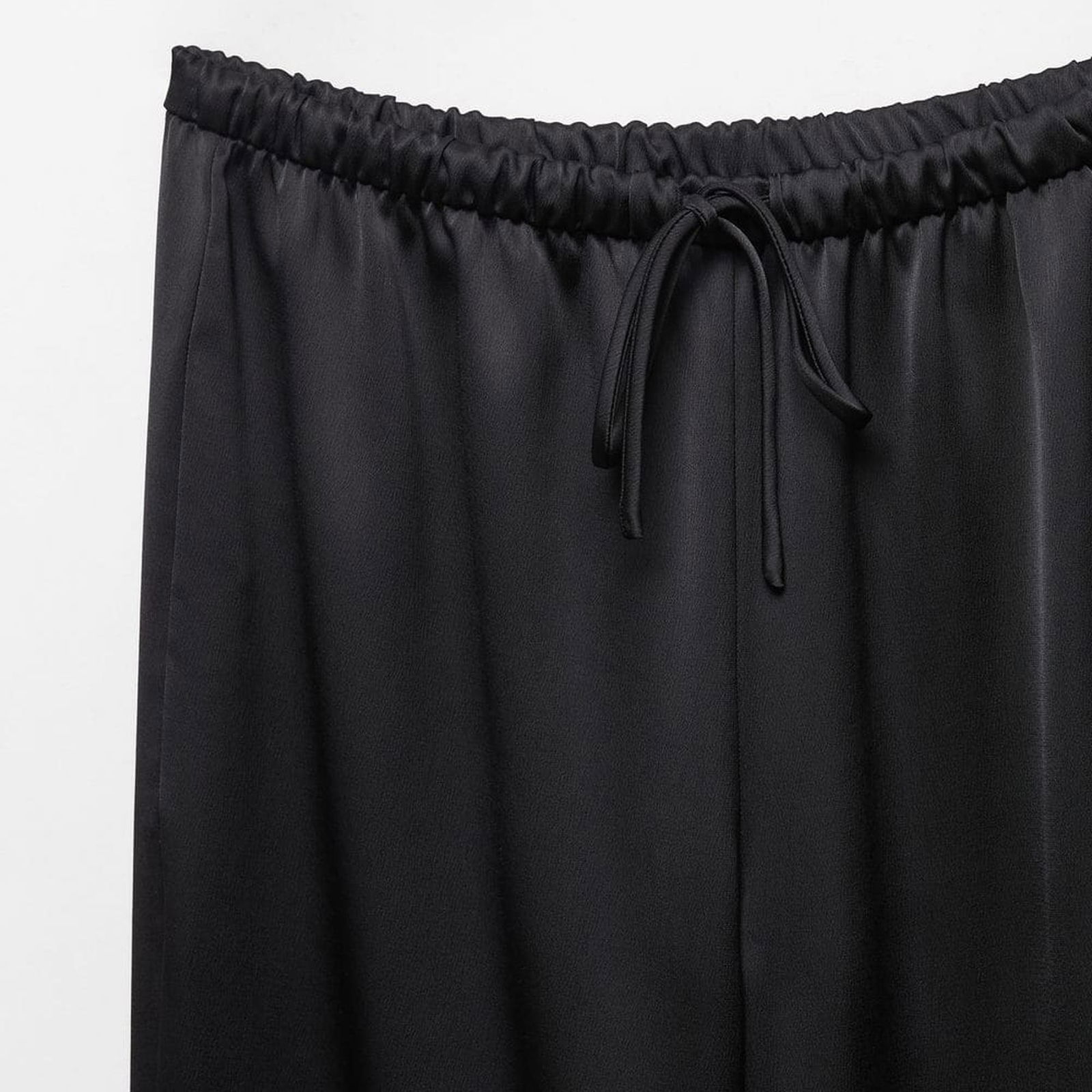 Mango Kadın Beli Elastik Saten Pantolon Siyah