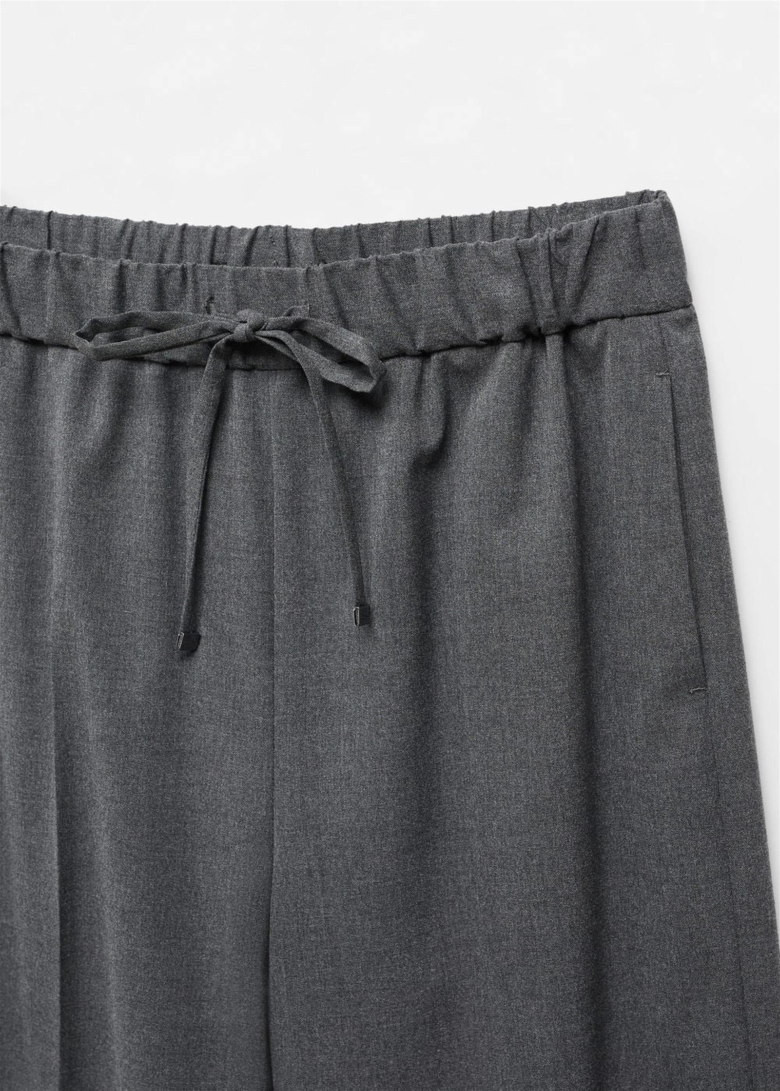 Mango Kadın Elastik Belli Wideleg Pantolon Orta Kırçıllı Gri