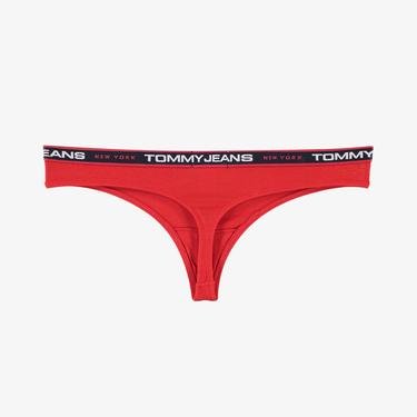  Tommy Jeans 3'lü Thong Kadın Kırmızı Külot