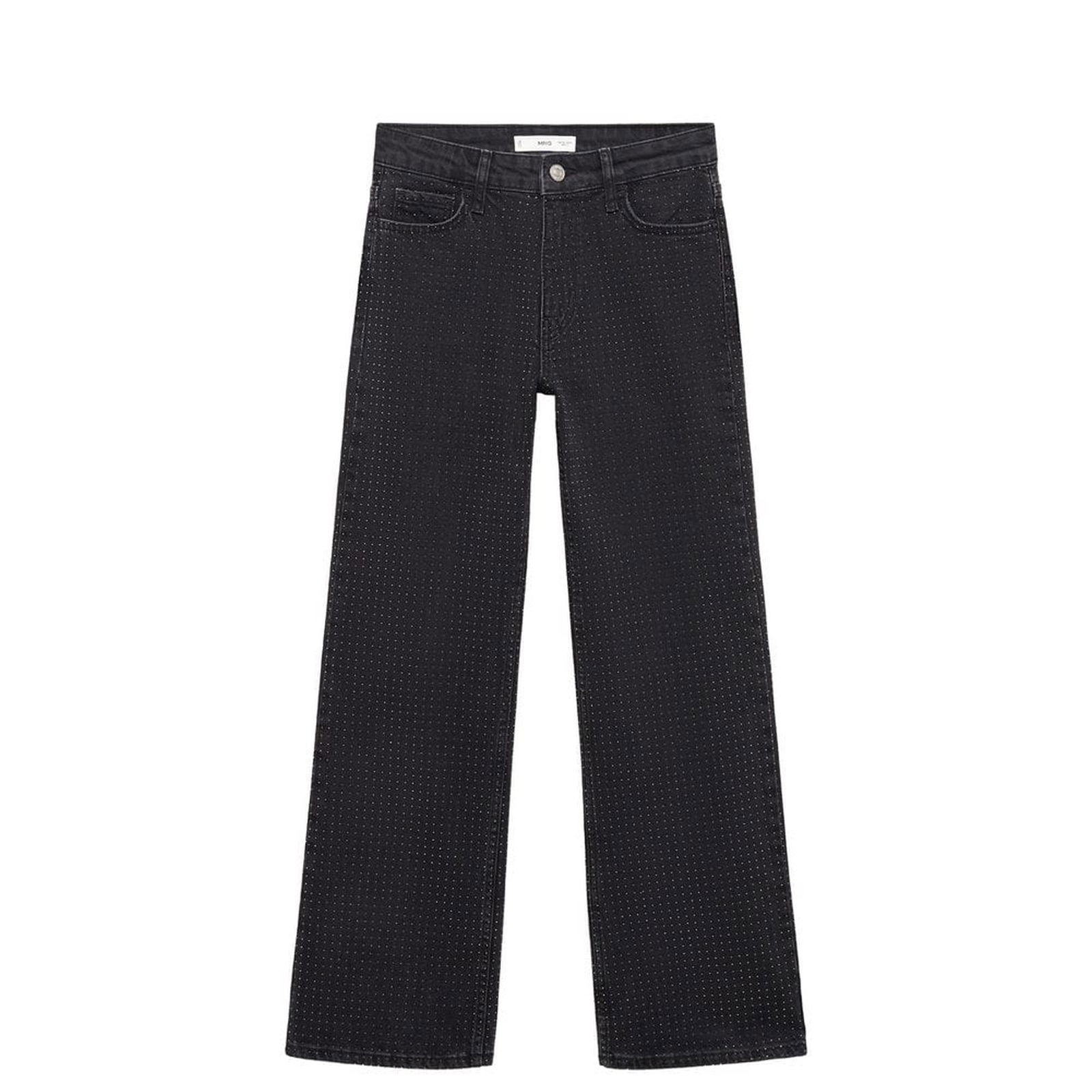 Mango Kadın Stras Taşlı Flare Jean Pantolon Gri