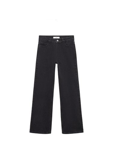  Mango Kadın Stras Taşlı Flare Jean Pantolon Gri