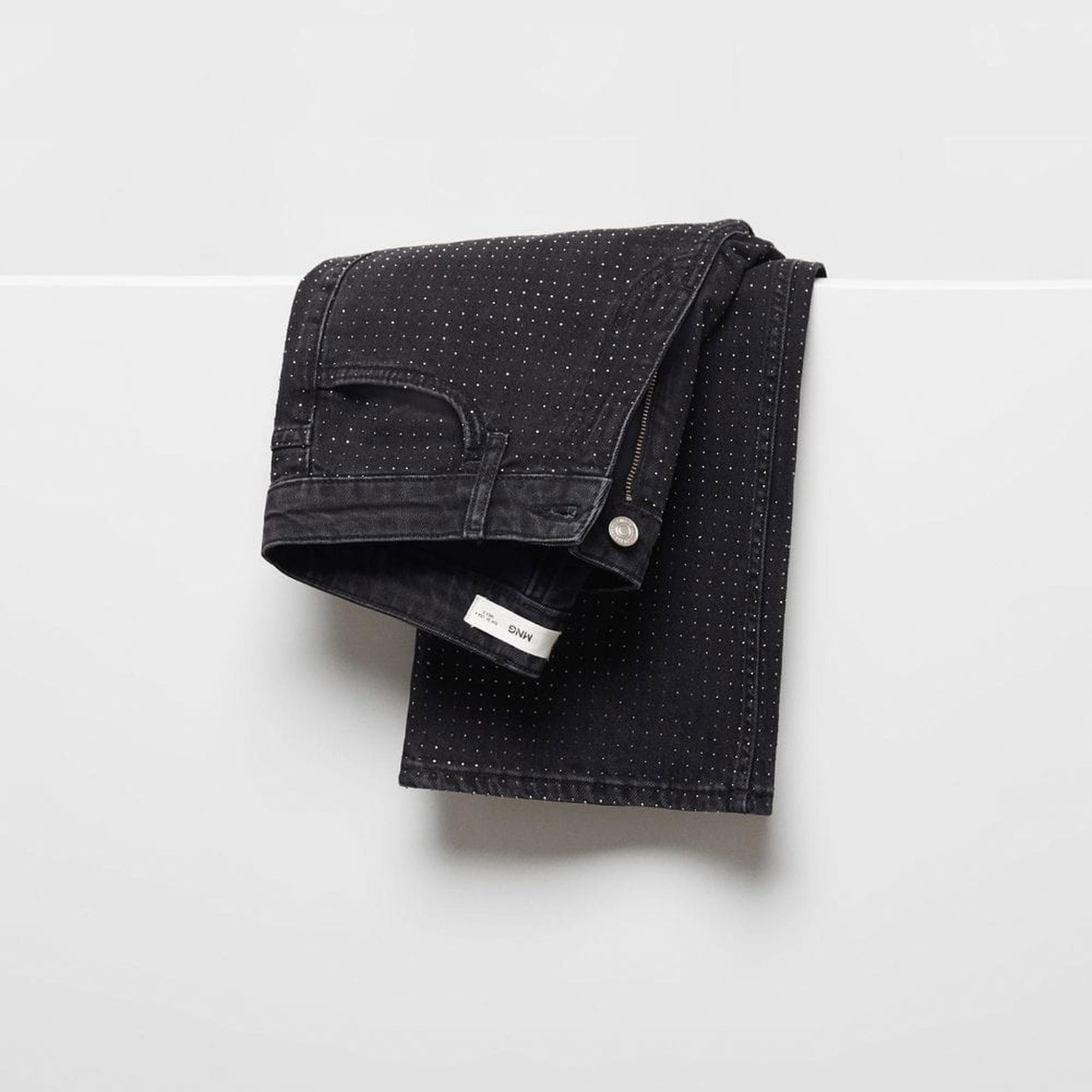 Mango Kadın Stras Taşlı Flare Jean Pantolon Gri
