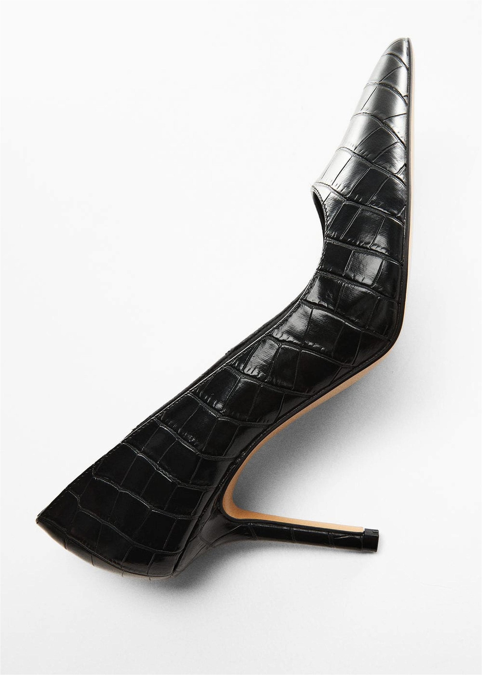 Mango Kadın Hayvan Desenli Topuklu Ayakkabı Siyah