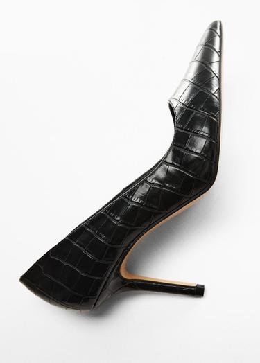  Mango Kadın Hayvan Desenli Topuklu Ayakkabı Siyah