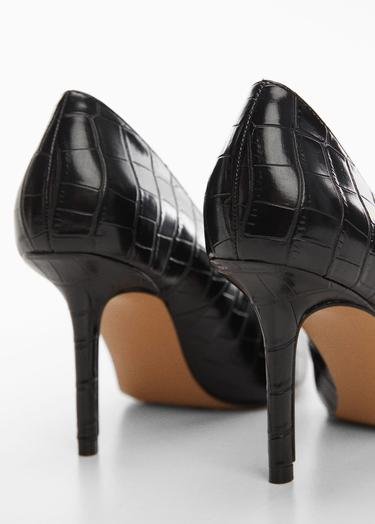  Mango Kadın Hayvan Desenli Topuklu Ayakkabı Siyah