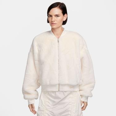  Nike Sportswear Faux Fur Bombeer Kadın Beyaz Ceket