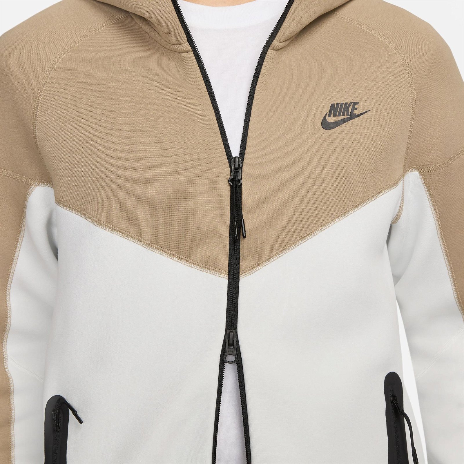 Nike Tech Fleece Hoodie Full Zip Erkek Beyaz Sweatshirt