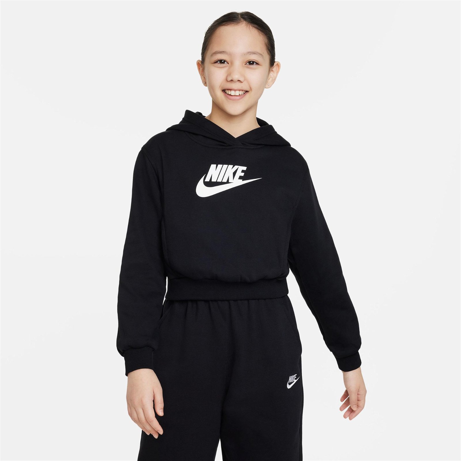 Nike Sportswear Club Fleece Crop Çocuk Siyah Sweatshirt
