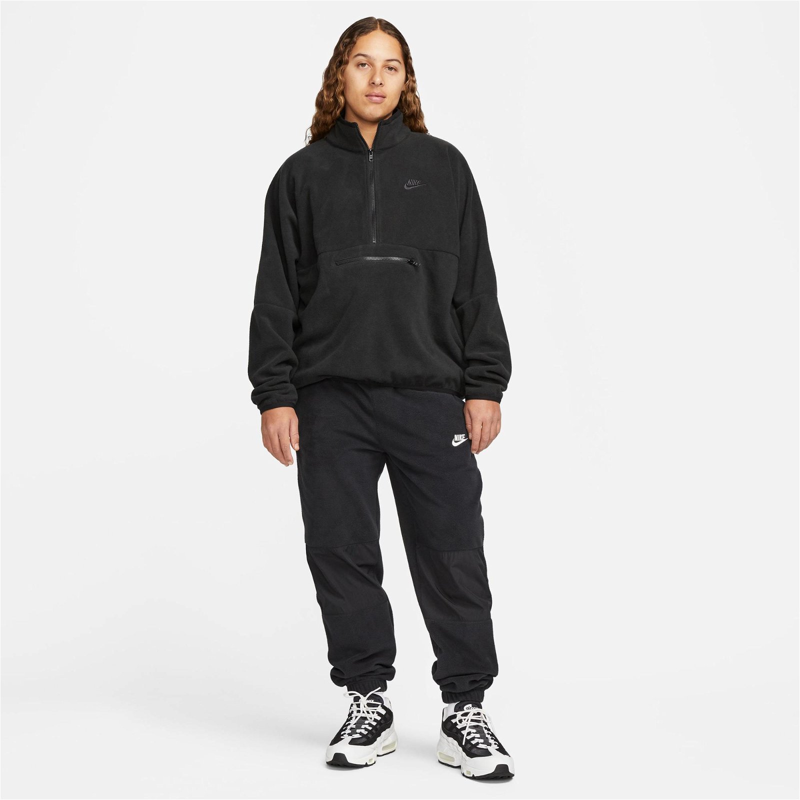 Nike Club Fleece+ Half Zip Erkek Siyah Sweatshirt