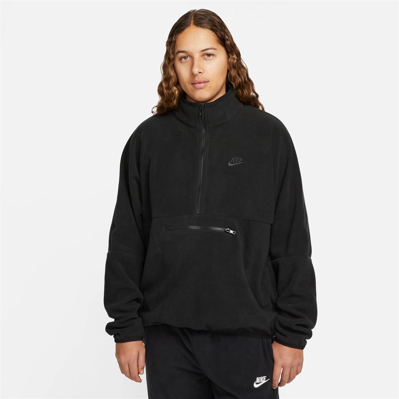 Nike Club Fleece+ Half Zip Erkek Siyah Sweatshirt