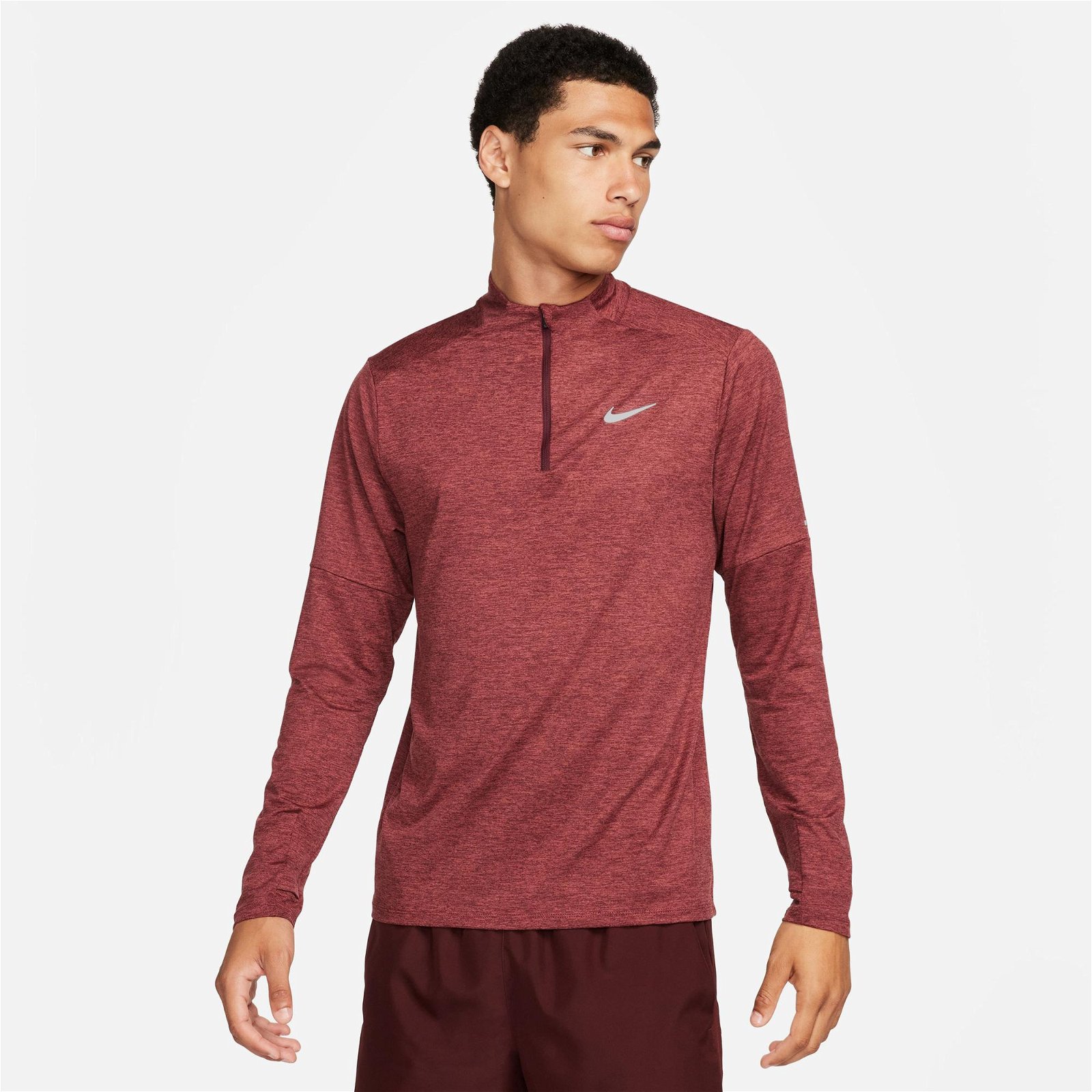 Nike Dri-FIT Element Half Zip Erkek Bordo Uzun Kollu T-Shirt
