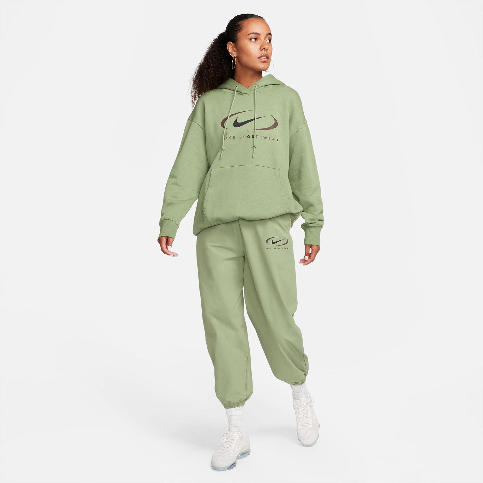Nike Sportswear Trend Woven Kadın Yeşil Eşofman Altı