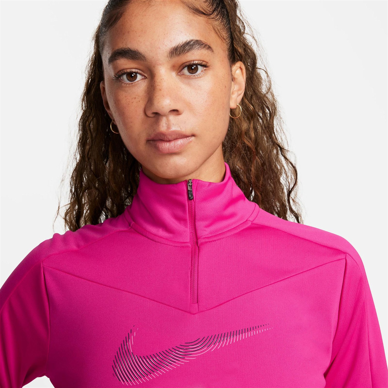 Nike Dri-FIT Swoosh Half Zip Pacer  Kadın Pembe Uzun Kollu T-Shirt