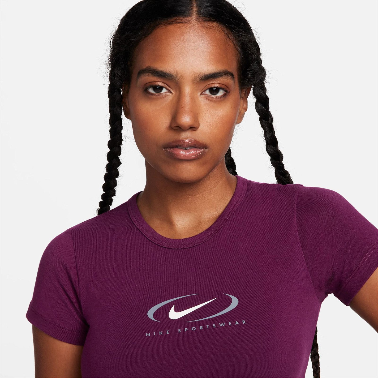 Nike Sportswear Swoosh Kadın Bordo T-Shirt