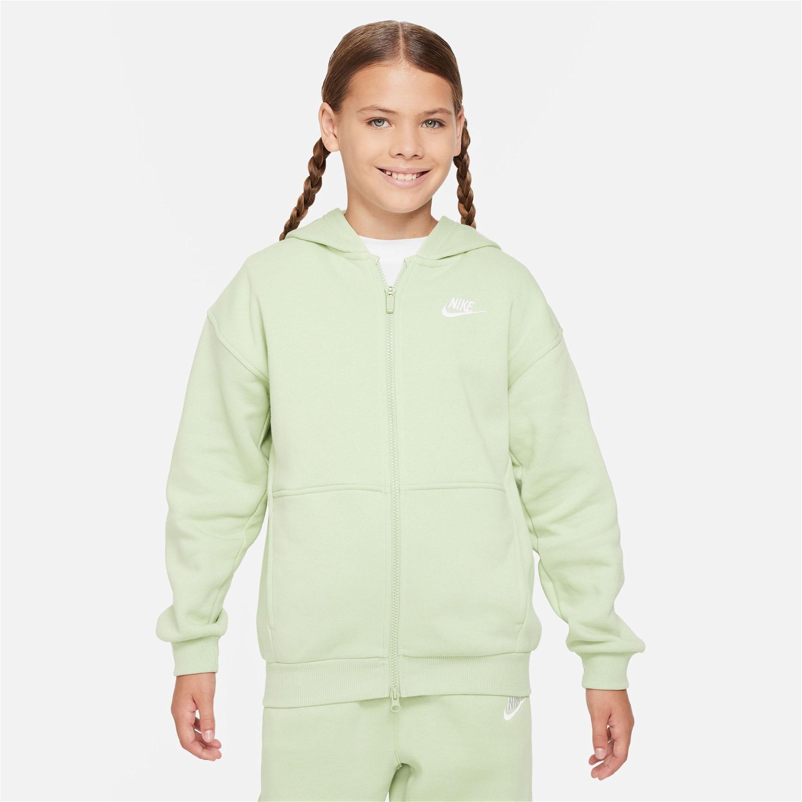 Nike Sportswear Club Fleece Oversize Full Zip Çocuk Yeşil Sweatshirt