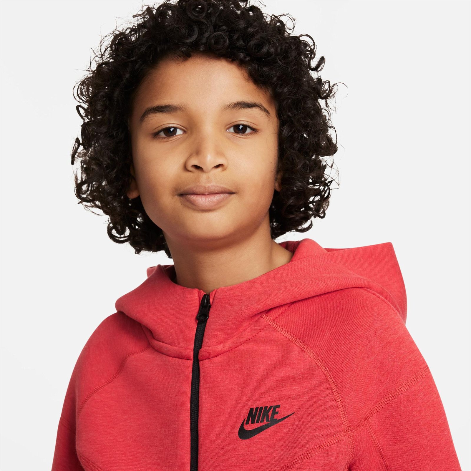 Nike Sportswear Tech Fleece Full Zip Çocuk Kırmızı Sweatshirt