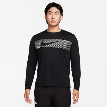  Nike Miler Flash Erkek Siyah Uzun Kollu T-Shirt