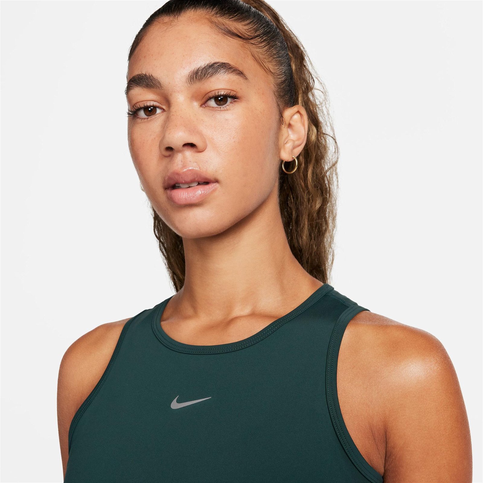 Nike Pro Dri-FIT Crop Tank Shine Kadın Yeşil Bra