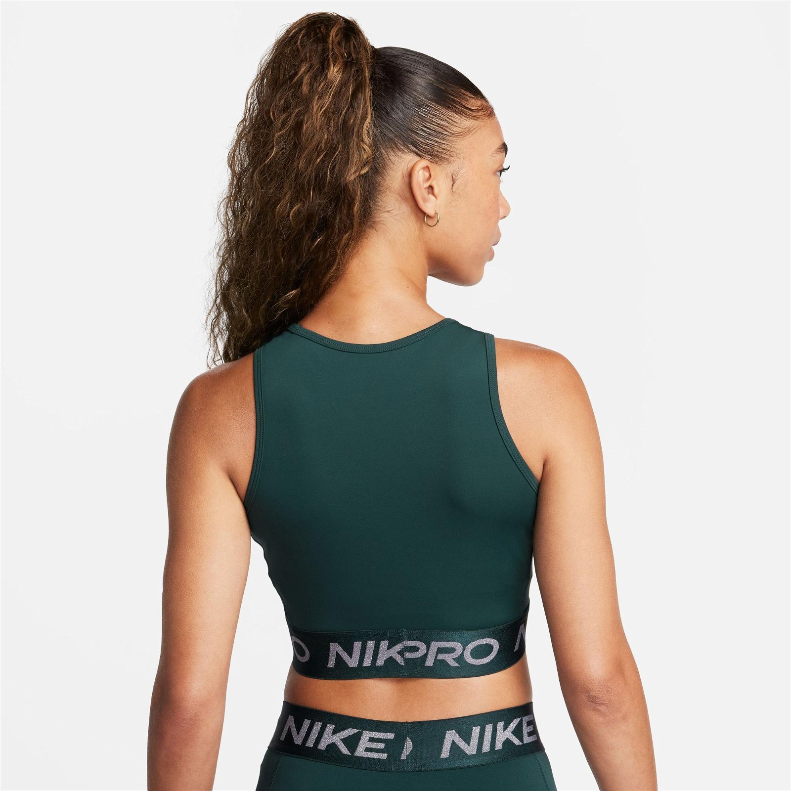 Nike Pro Dri-FIT Crop Tank Shine Kadın Yeşil Bra