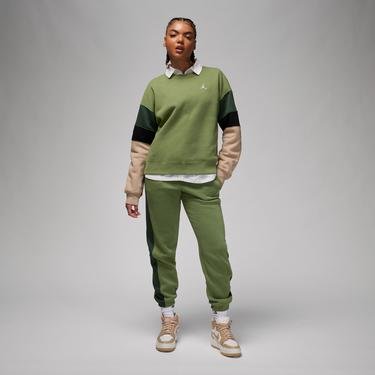  Jordan Brooklyn Fleece Crew Kadın Yeşil Uzun Kollu T-Shirt