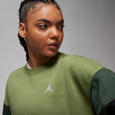  Jordan Brooklyn Fleece Crew Kadın Yeşil Uzun Kollu T-Shirt