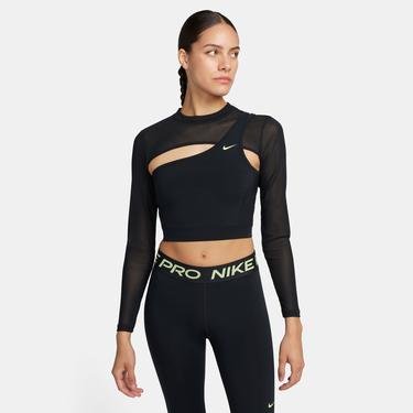  Nike Pro Cropped Kadın Siyah Uzun Kollu T-Shirt
