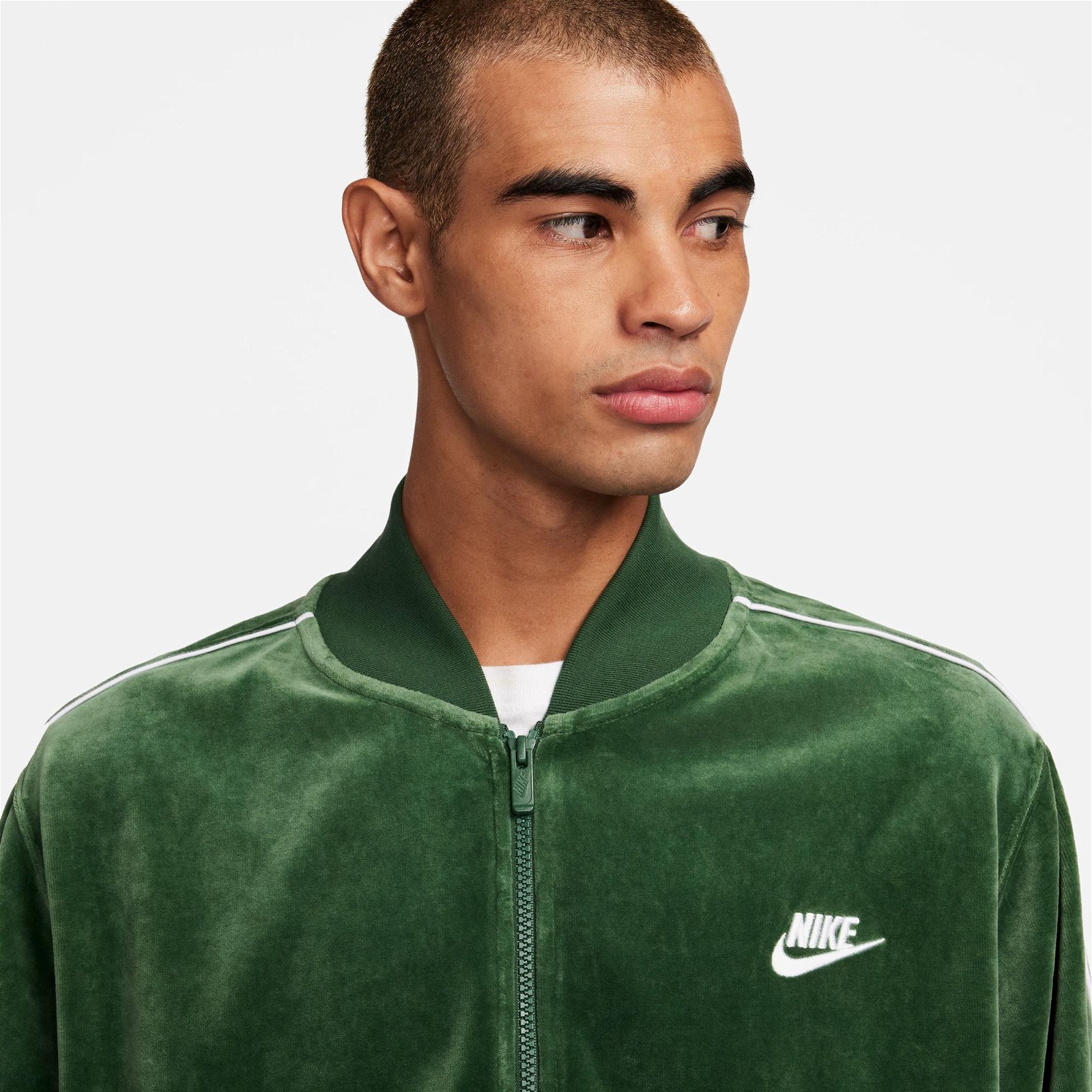 Nike Sportswear Club Velour Erkek Yeşil Ceket