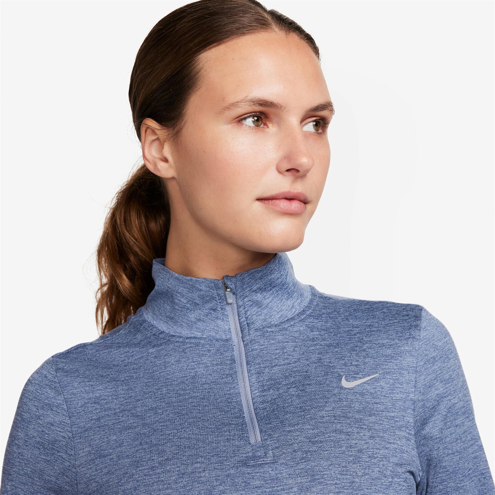 Nike Dri-FIT Swift UV Half Zip Kadın Mavi Uzun Kollu T-Shirt