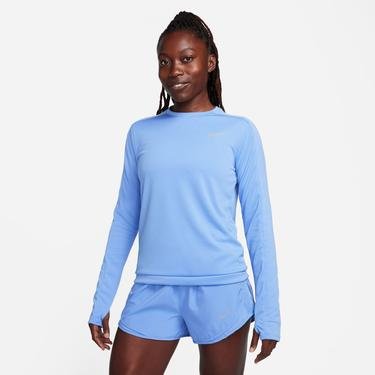  Nike Dri-FIT Pacer Crew Kadın Mavi Uzun Kollu T-Shirt