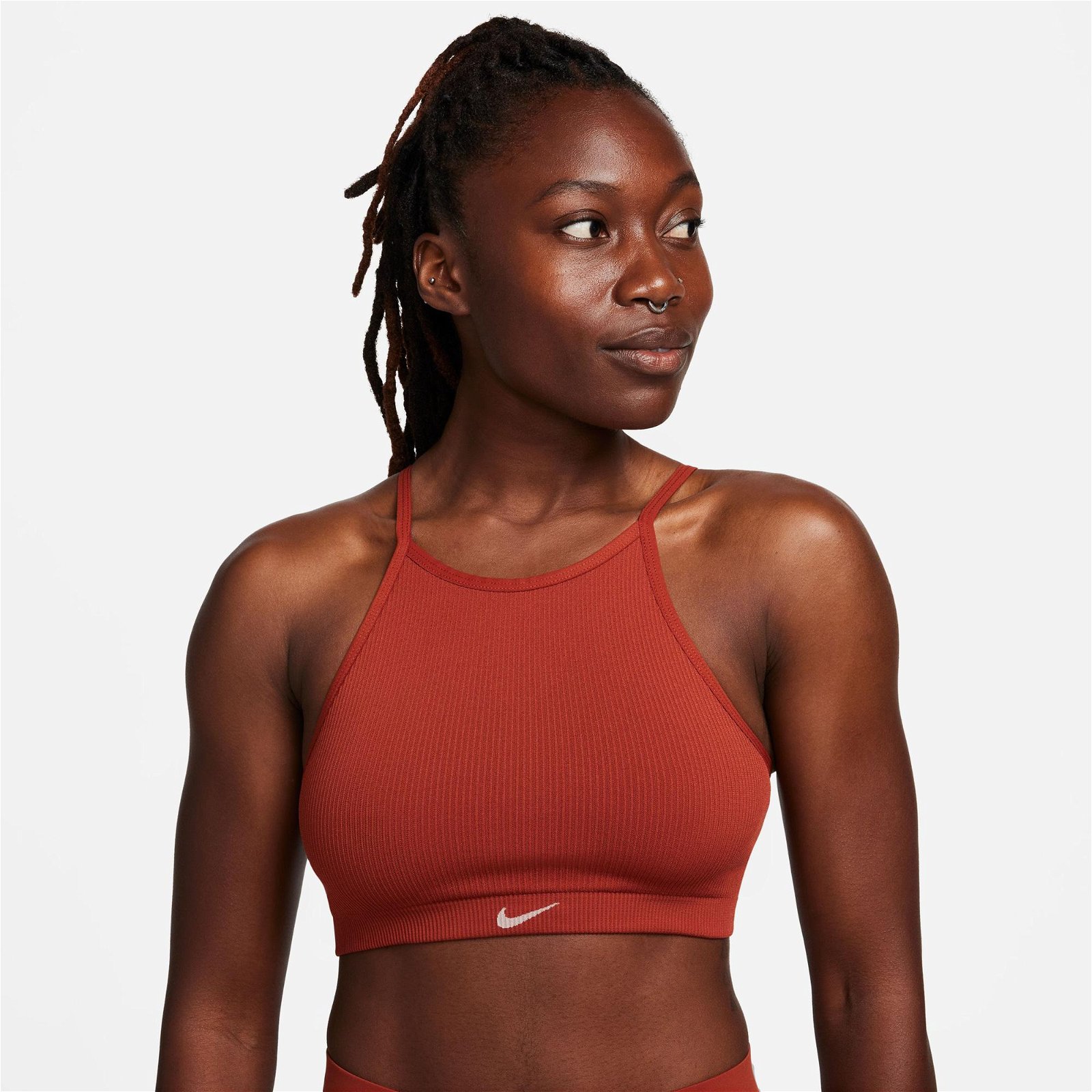 Nike Indy Seamless Ribbed Kadın Turuncu Bra
