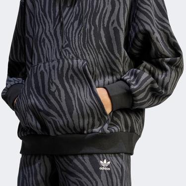  adidas Allover Zebra Animal Print Kadın Siyah Sweatshirt