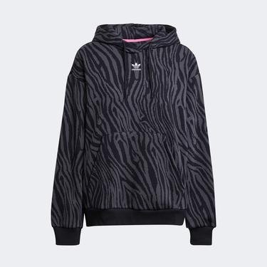  adidas Allover Zebra Animal Print Kadın Siyah Sweatshirt