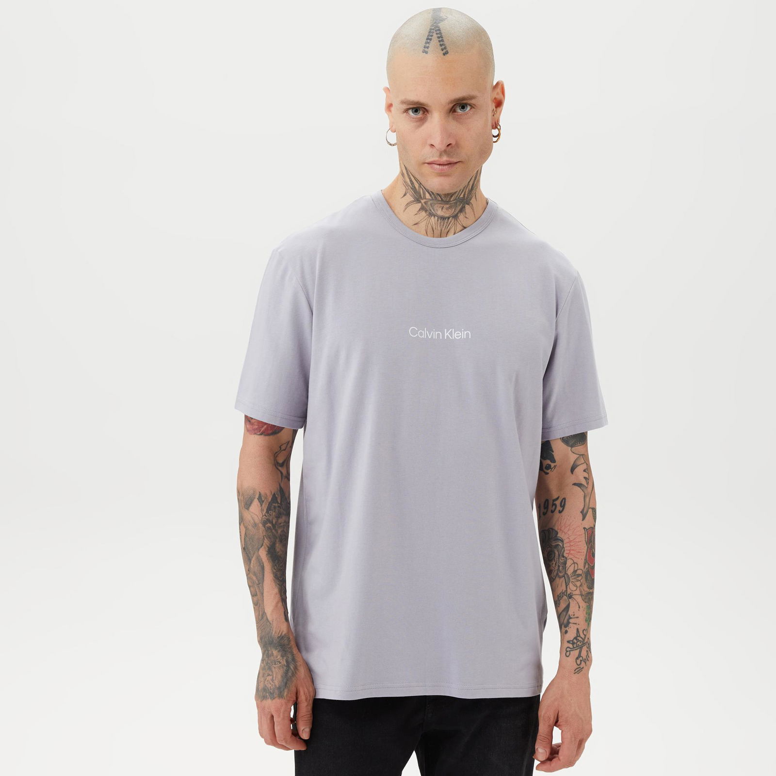 Calvin Klein Kısa Kollu Crew Neck Erkek Gri T-Shirt