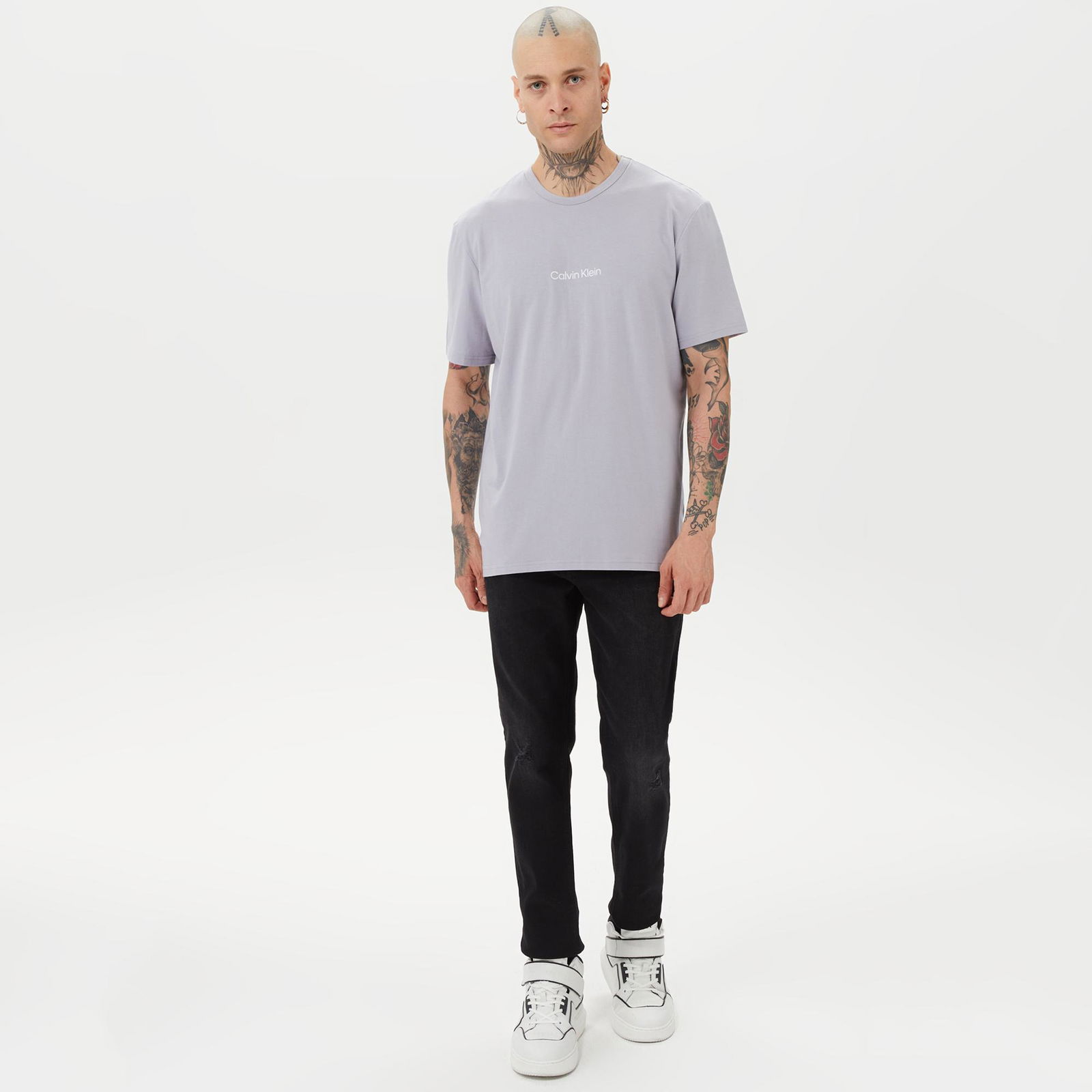 Calvin Klein Kısa Kollu Crew Neck Erkek Gri T-Shirt