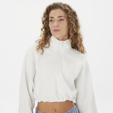  Calvin Klein HybridSherpa Pullover Kadın Beyaz Sweatshirt