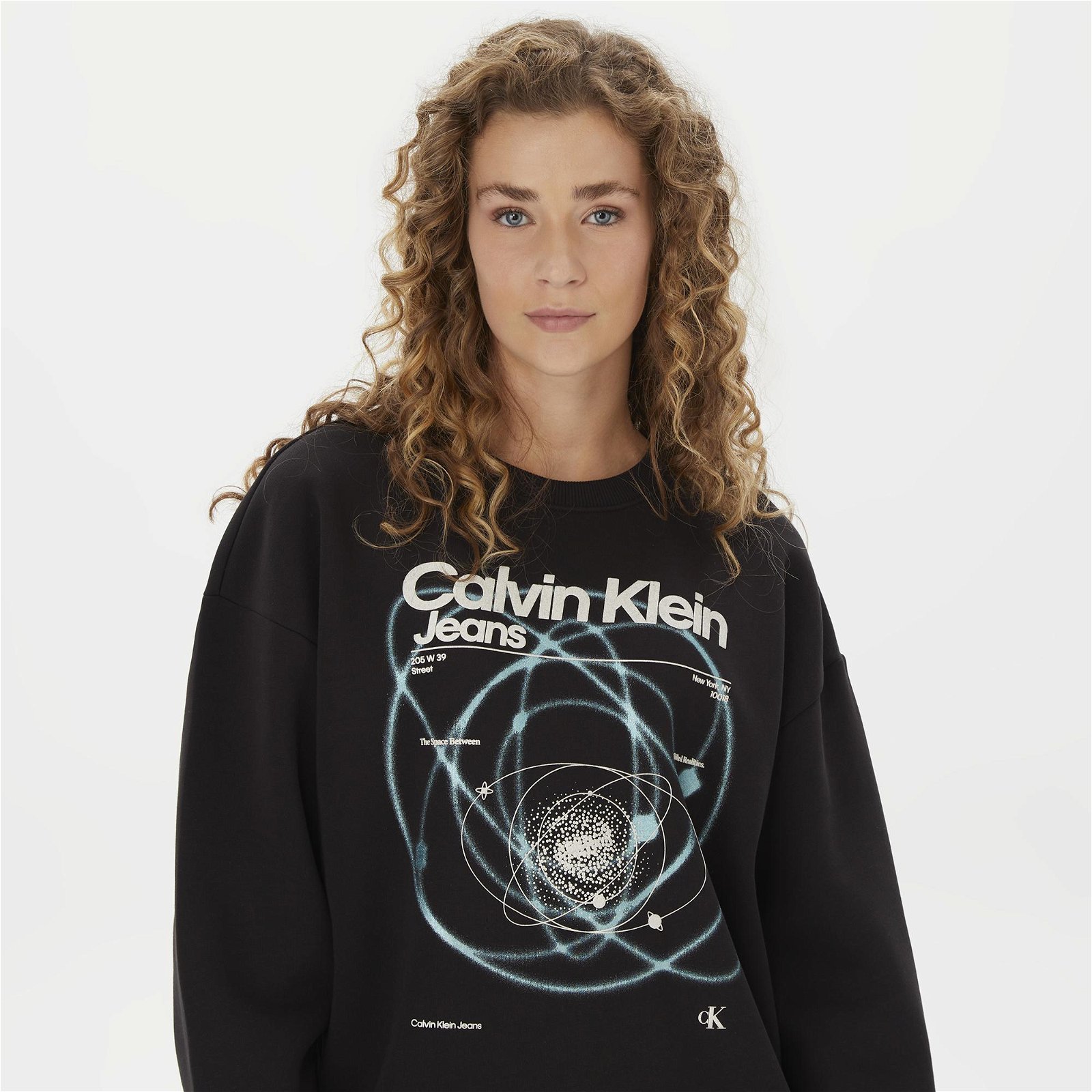 Calvin Klein Jeans Galaxy Aw Boyfriend Crewneck Kadın Siyah Sweatshirt
