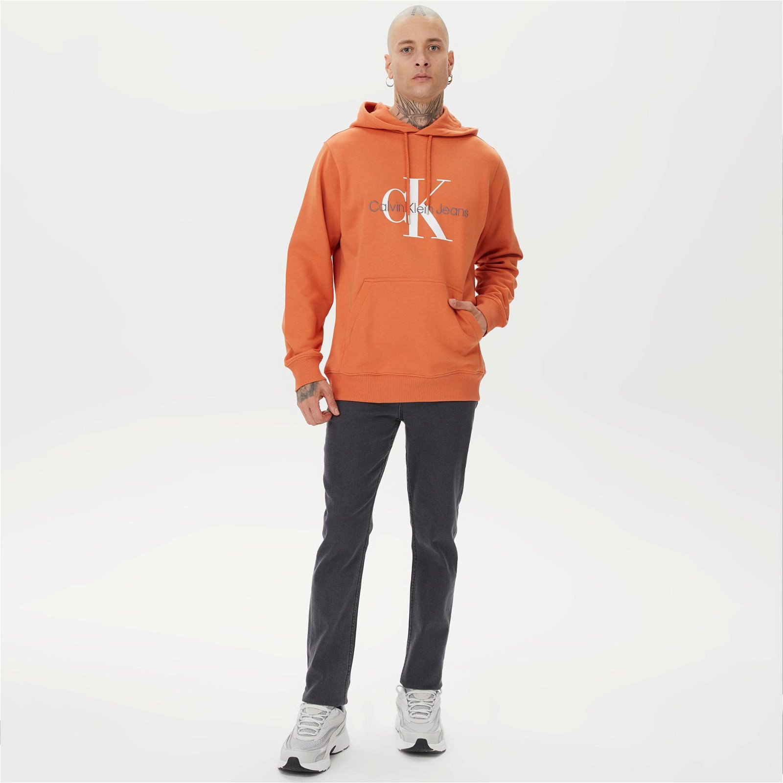 Calvin Klein Jeans Seasonal Monologo Regular Erkek Turuncu Sweatshirt