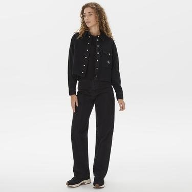  Calvin Klein Jeans Cropped Dad Denim Kadın Siyah T-Shirt