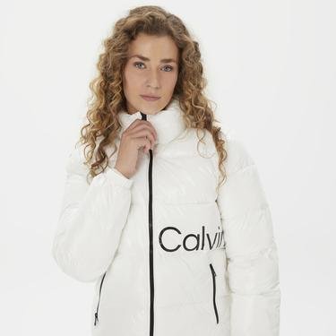  Calvin Klein Jeans Shiny Fitted Kadın Beyaz Ceket